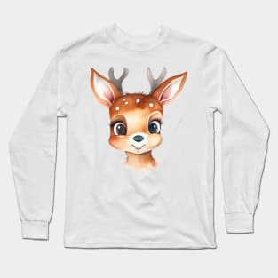 Deer Watercolor Long Sleeve T-Shirt